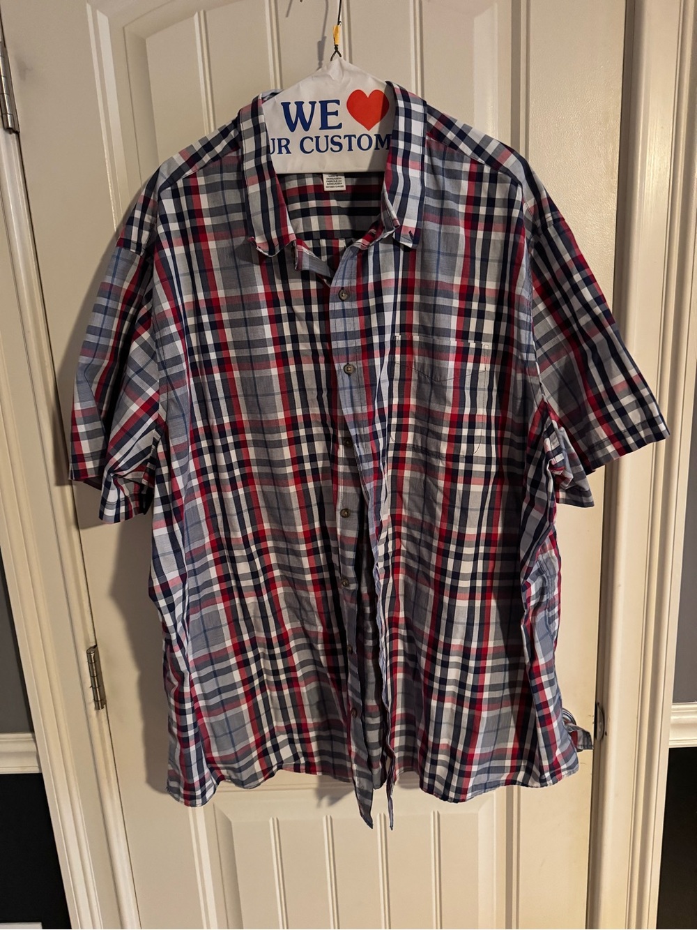 Harbor Bay Short-Sleeve Plaid Button-Down Shirt - Blue, Red, White